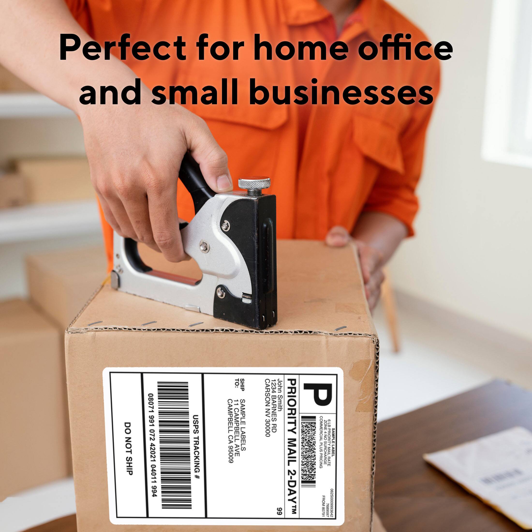 Perfect for home office and small businesses

DO NOT SHIP

08071 991 072 42021 04011 994

USPS TRACKING

TO: CAMPBELL SAMPLE E CAMPBELL CA 90706

LABELS 60096 AVE CARSON 1234 John BARNES Smith NV ES 30000

PRIORITY MAIL 2-DAY

P

USPS TRACKING #

08071 991 072 42021 04011 994

CAMPBELL SAMPLE E CAMPBELL CA 90706

LABELS 60096 AVE CARSON 1234 John BARNES Smith NV ES 30000

PRIORITY MAIL 2-DAY

P