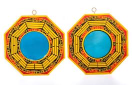 Alchemy Casas - 4" Bagua Mirror Duo: Concave & Convex for Passive/Active Sha Protection, Outdoor Hang - Default