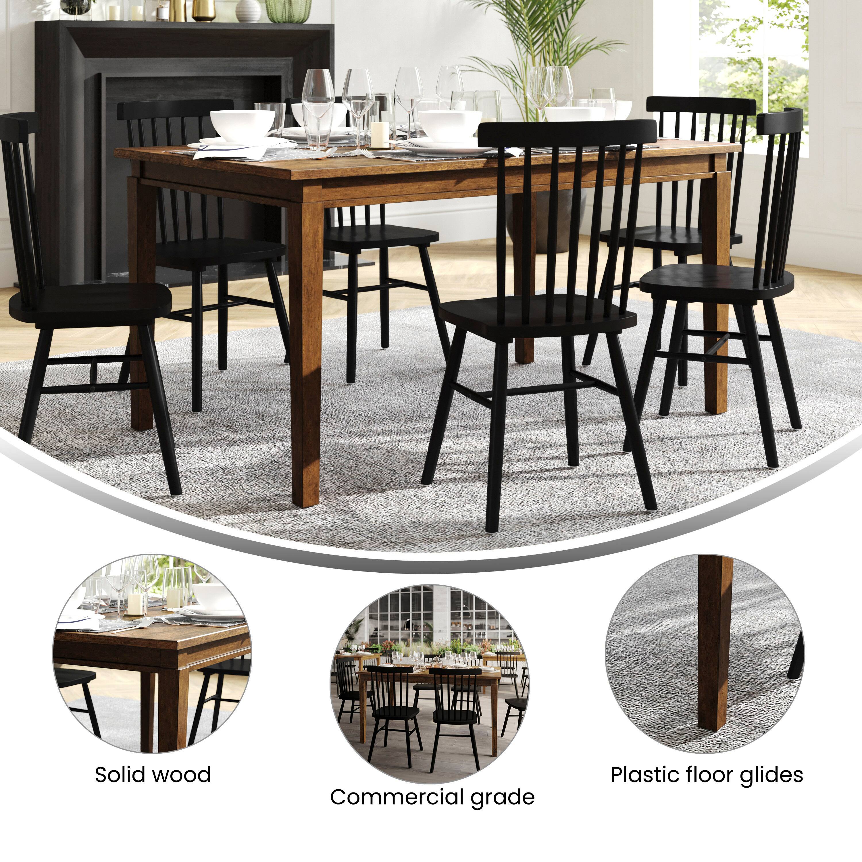 Solid wood  
Commercial grade  
Plastic floor glides