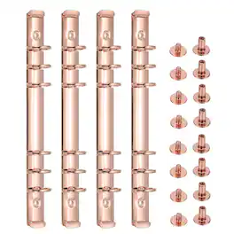 Unique Bargains - 4 Sets 6-Hole Ring Binder, A5 20mm Book Binding Kit Planner Maker Binder Ring Clip Mechanisms with Screw - Rose Gold