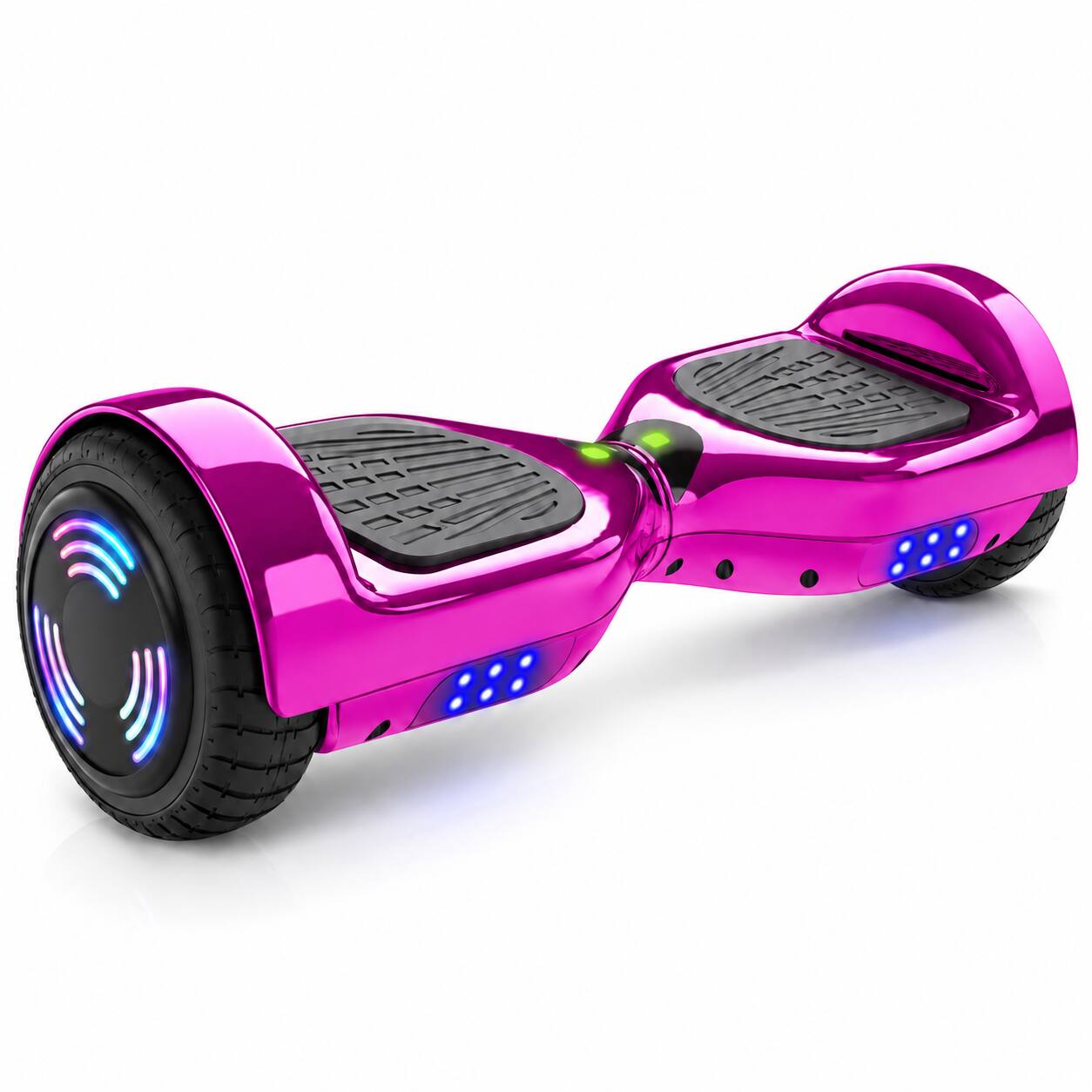 Front. Hover Heart - 6.5" Self-Balancing Electric Hoverboard with Bluetooth Speaker, LED Wheel Lights, Headlight and UL Certified Battery - Chrome Pink.