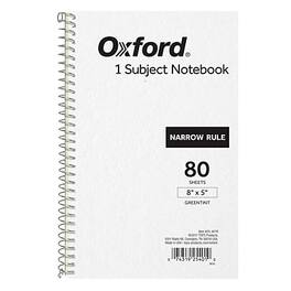 Oxford - 1-Subject Notebooks, 5" x 8", Narrow Ruled, 80 Sheets, Gray - Gray/Silver