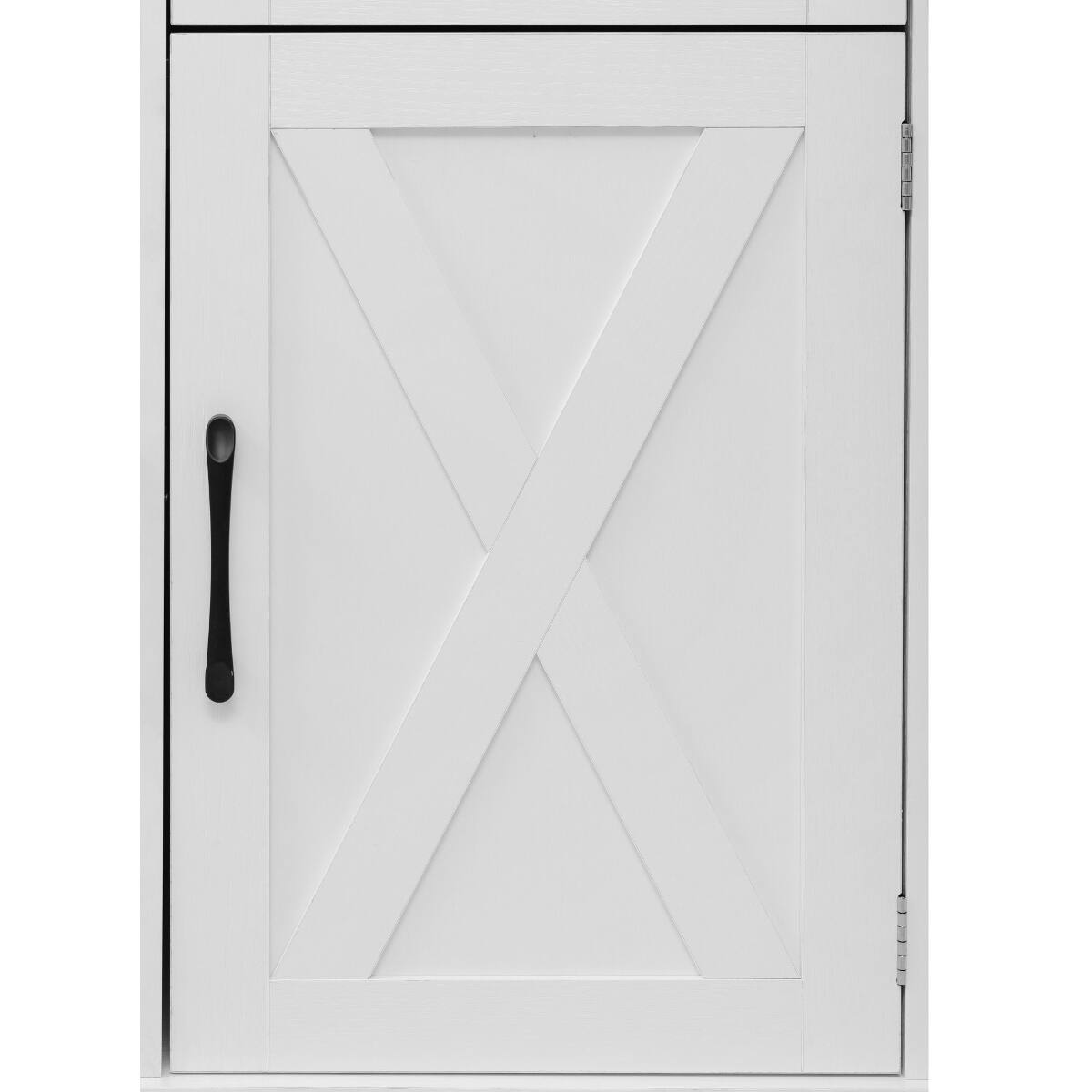 Alt View 6. Loheer - Loheer 46.5'' Farmhouse Kitchen Island with Drop Leaf, Rolling Kitchen Cart with Power Outlet and Beaded Drape, White - White.