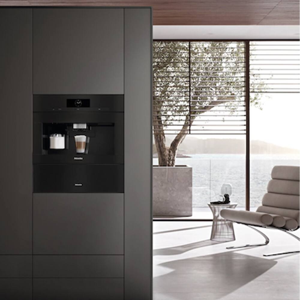 Angle. Miele - CVA 7875 Built-In Coffee Machine with DirectWater. Large touch display with One Button Touch for 2 coffees. - Obsidian Black.