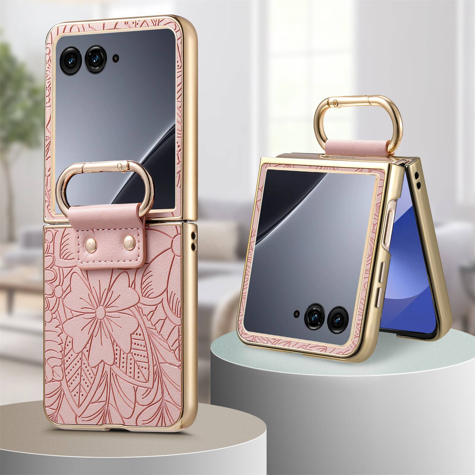 Dteck Shockproof Floral Leather Texture Case for Motorola Razr+ (2024 ...