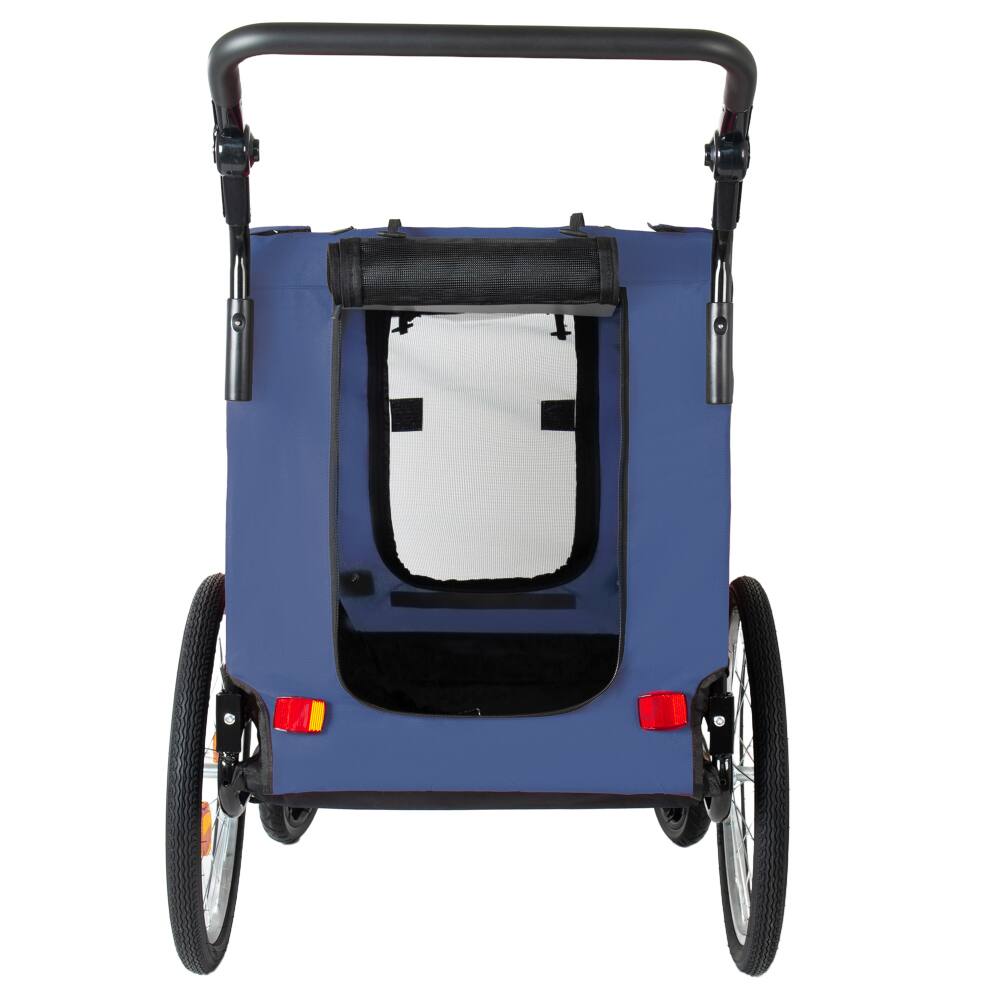 Alt View 3. JUJABU - 2-in-1 Foldable Pet Carrier Cart for Dogs up to 100lbs with Breathable Mesh and PVC Rain Cover, Dark Blue.
