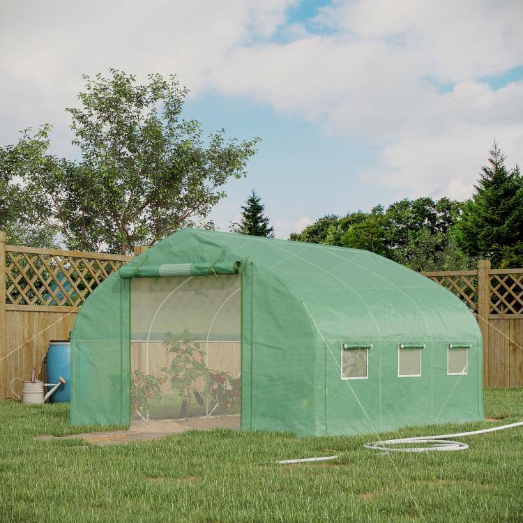 Alt View 1. PULUZ - 11.4 feet x 9.8 feet x 6.5 feet Walk-in Tunnel Greenhouse, Green House with Zippered Mesh Door, 7 Mesh Windows - Green.