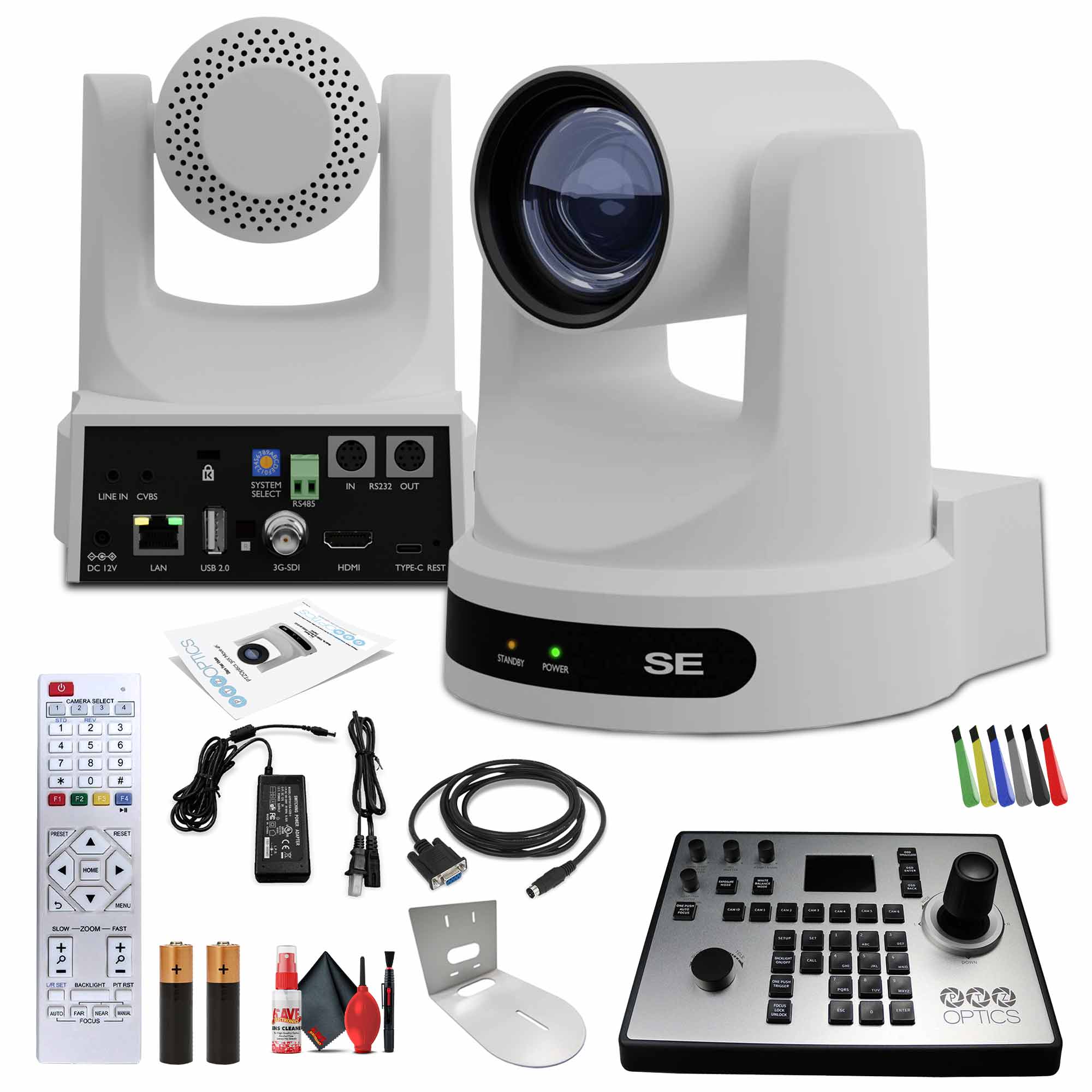 PTZOptics - Move SE PTZ Camera with 20x Optical Zoom (PT20X-SE-WH-G3) + PT-JOY-G4 Controller + Wall Mount