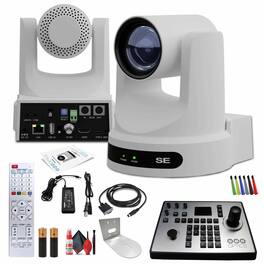 PTZOptics - Move SE PTZ Camera with 20x Optical Zoom (PT20X-SE-WH-G3) + PT-JOY-G4 Controller + Wall Mount