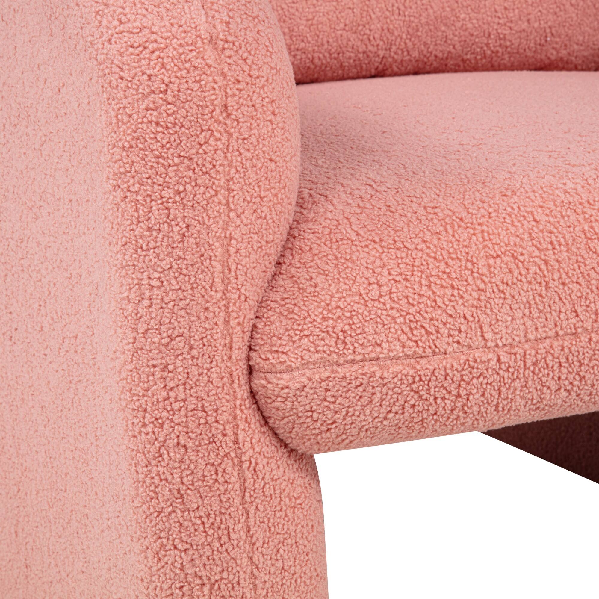 Alt View 10. GOODSILO - Minimalist Teddy Fleece Single Sofa Chair with Arms and Pillow for Living Room, Bedroom, Study - Pink.