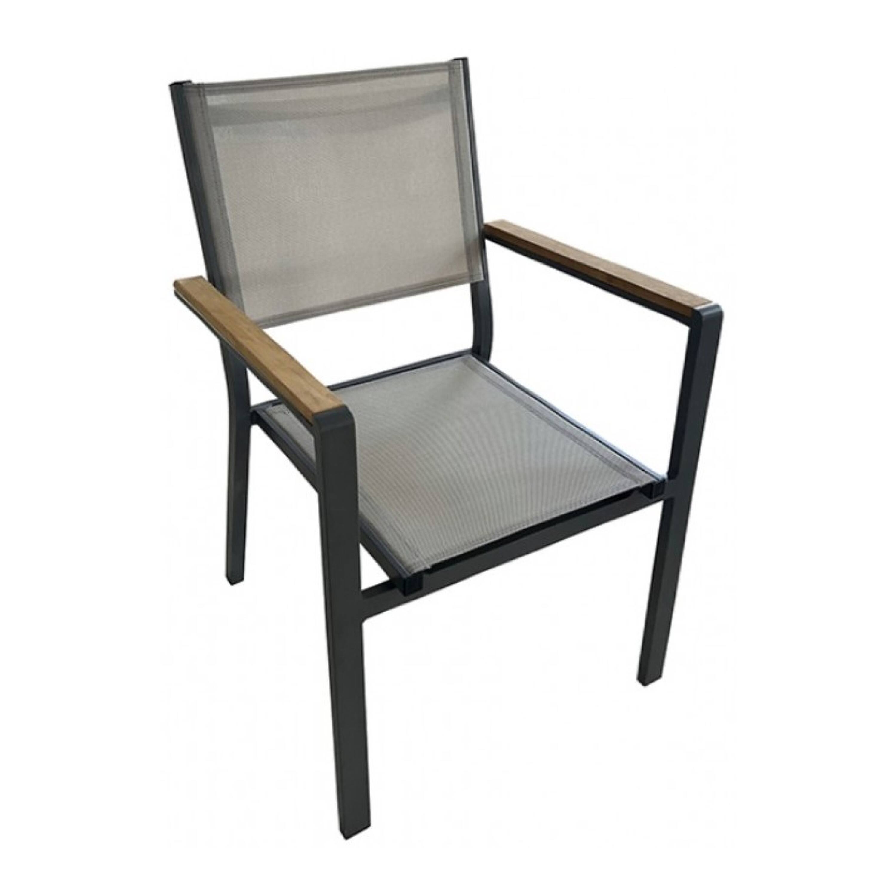Alt View 1. Manhattan Lane - Ankia 5pc Outdoor Dining Table and Chairs Set - Dark Gray, Natural Teak Brown.
