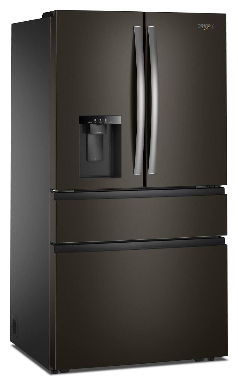 Angle. Whirlpool - 29 Cu. Ft. Family-Sized Capacity French Door Refrigerator with Flexible Temperature Drawer - Print Resist Blk Stnlss.