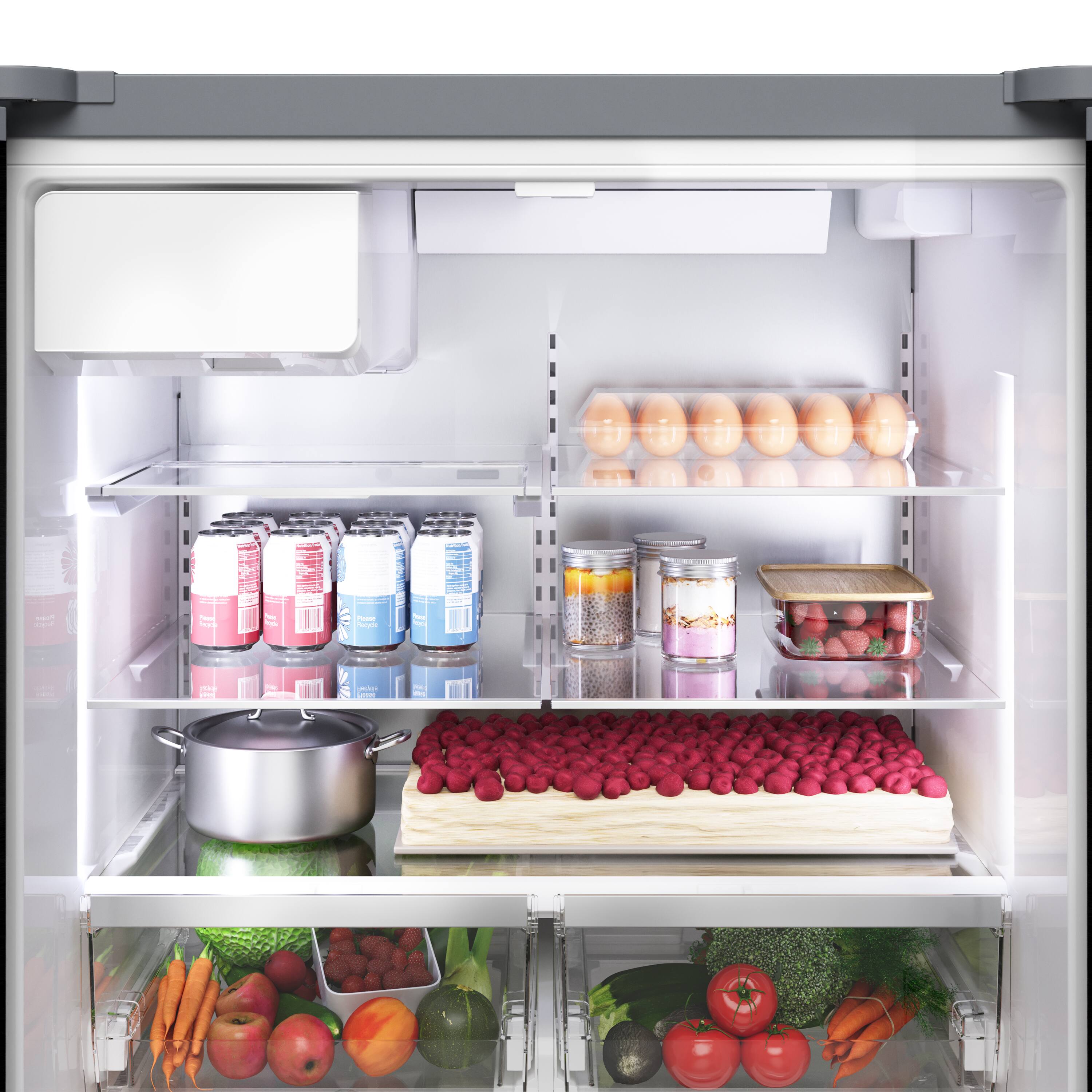 Alt View 4. Bosch - 500 Series 26 Cu. Ft. 3-Door French Door Smart Refrigerator with External Water and Ice - Black Stainless Steel.