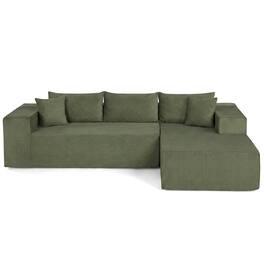 Costway - 110.5" Modular Sectional Sofa with Deep Seats & Comfy Backrests, Comfy Armrests - Green