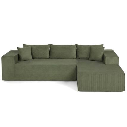 Front. Costway - Costway 110.5" Modular Sectional Sofa with Deep Seats & Comfy Backrests, Comfy Armrests - Green.