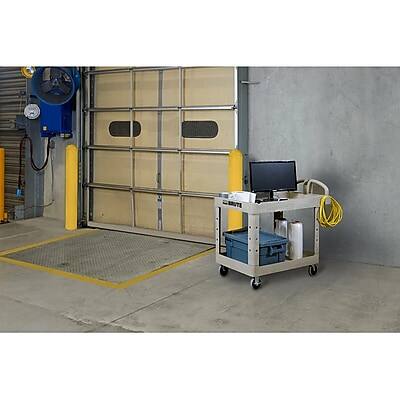 Alt View 3. RubberMaid - Rubbermaid 2-Shelf Plastic/Poly Mobile Utility Cart with Swivel Wheels, Beige (FG450088BEIG) - Beige.