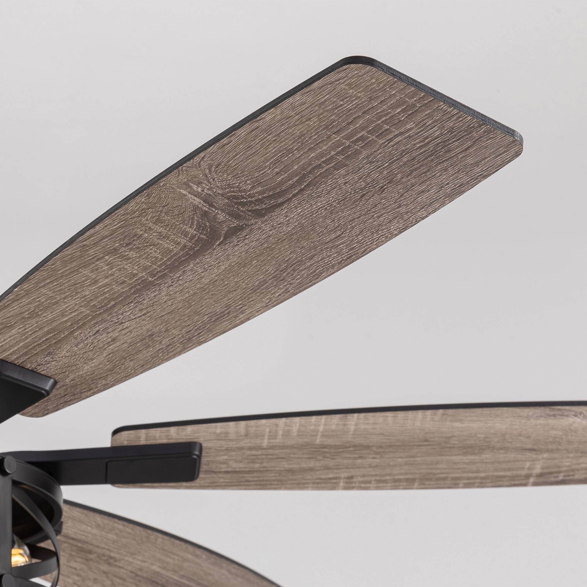 Alt View 6. Siljoy - 6-Blade Industrial Caged Ceiling Fan with Light - Multi-Speed, Reversible, Adjustable Downrod.