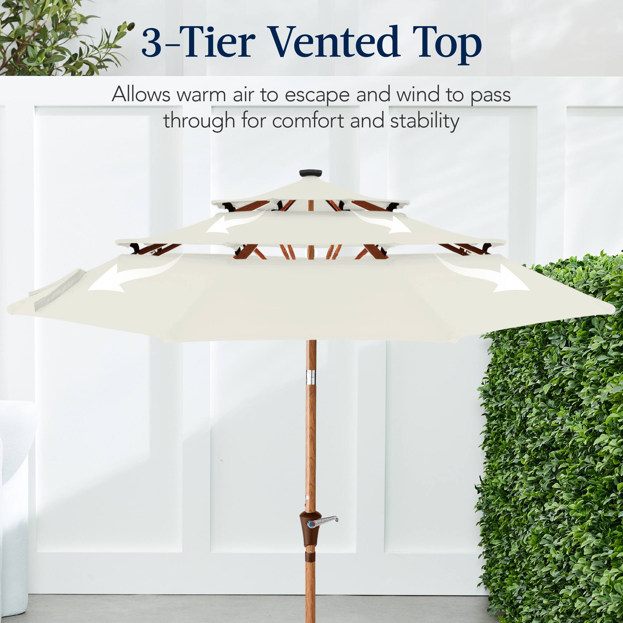 3-Tier Vented Top

Allows warm air to escape and wind to pass through for comfort and stability.