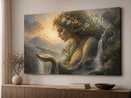 FC Design - Large Canvas 24x36" Ready-to-Hang 24x36" Nature Goddess Art Painting Home Wall Décor - MultiColor