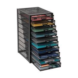 Mind Reader - File Storage Drawers, Desk Organizer, Multi-Purpose, Crafts, Office, Metal Mesh, 10.75"L x 14"W x 21.25"H - Black