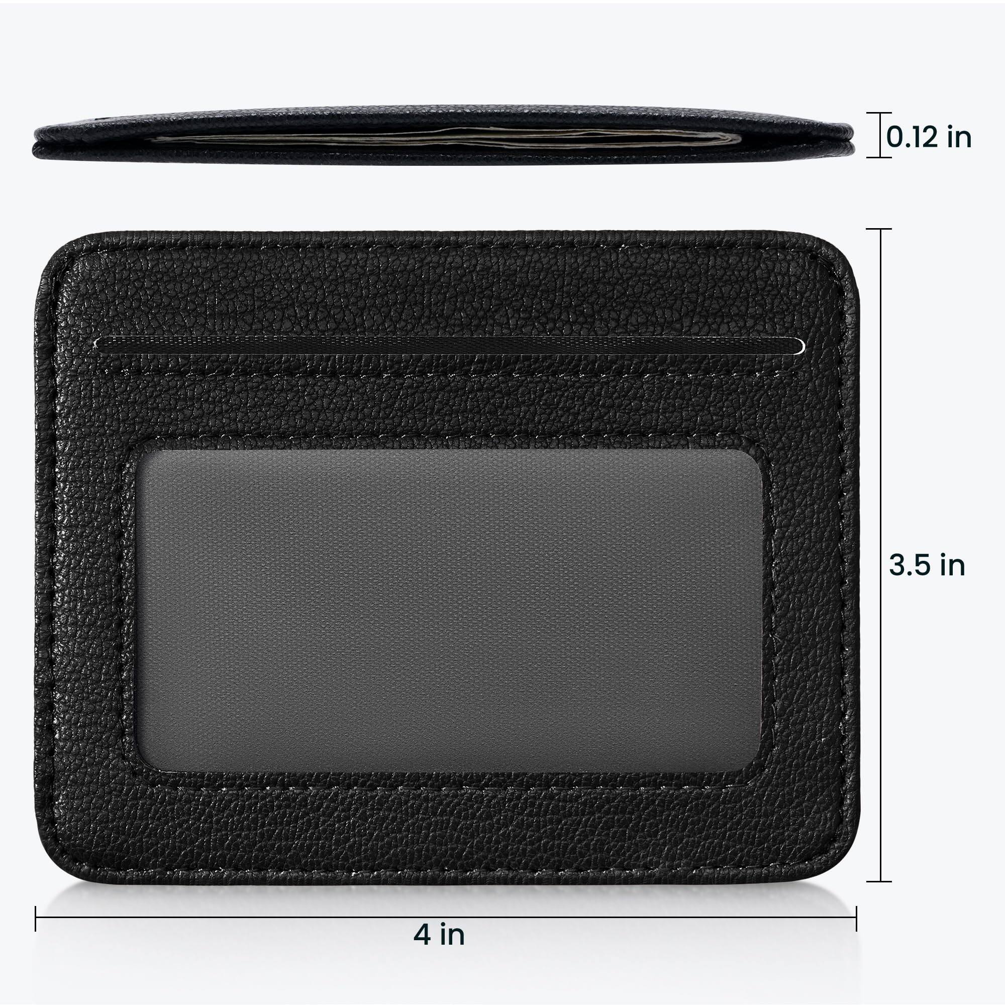 Alt View 3. Jadie Link - Credit Card Holder Women Minimalist Wallet Rfid Blocking Wallets Cases Small Window Men Black Four-slot Card Holder - Vintage Brown.