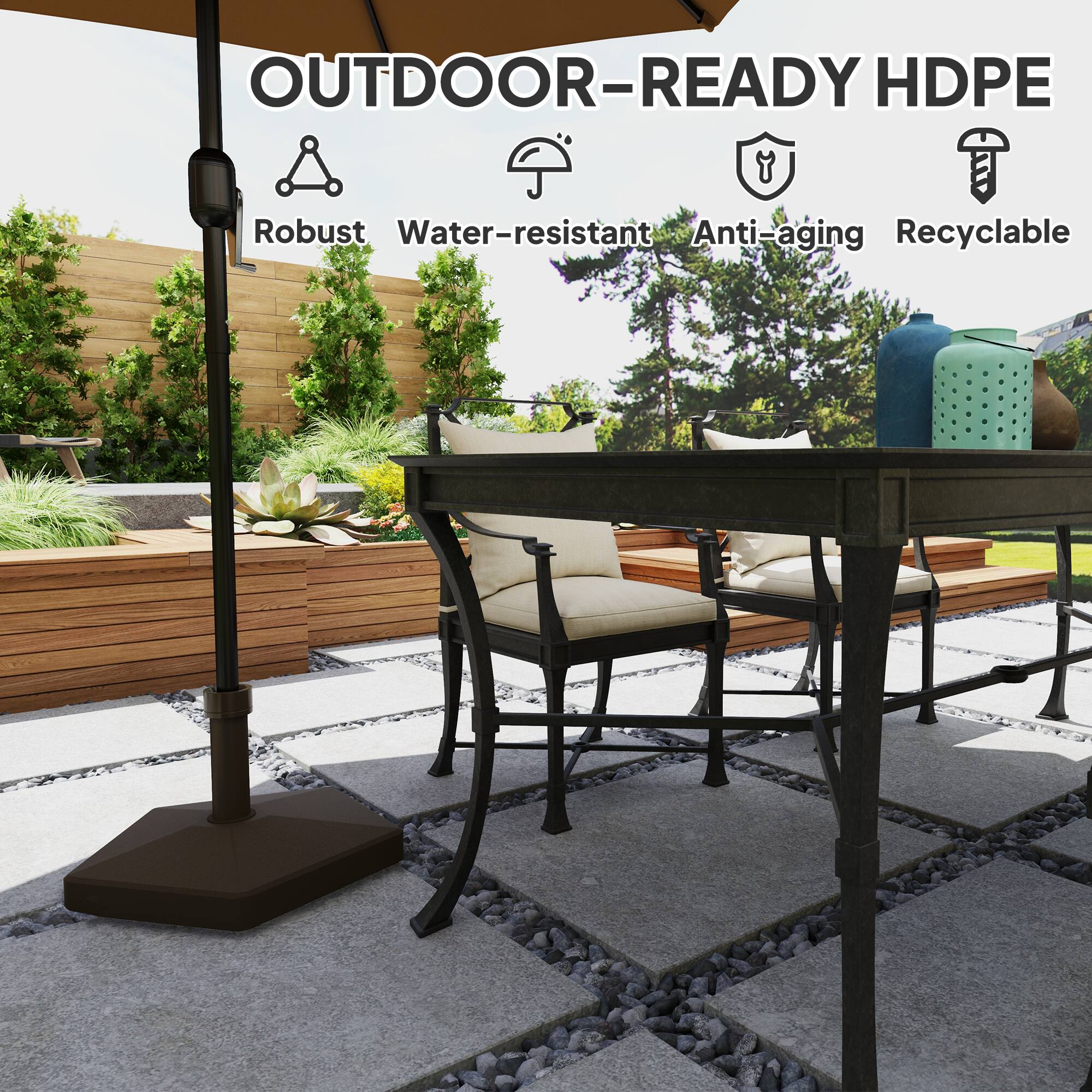 OUTDOOR-READY HDPE
Robust
Water-resistant
Anti-aging
Recyclable