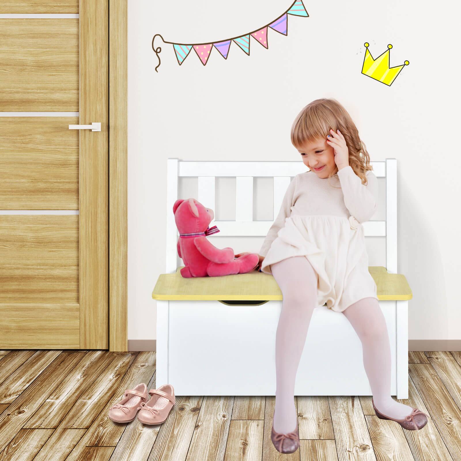 Alt View 4. Costway - Costway 4 PCS Kids Wooden Activity Table & Chairs Set with Storage Bench Study Desk - Natural,White.