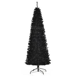 Boyel Living - 7ft Pencil Christmas Tree Slim Douglas Fir with Realistic Branches 818 Tips and Metal Base - Black
