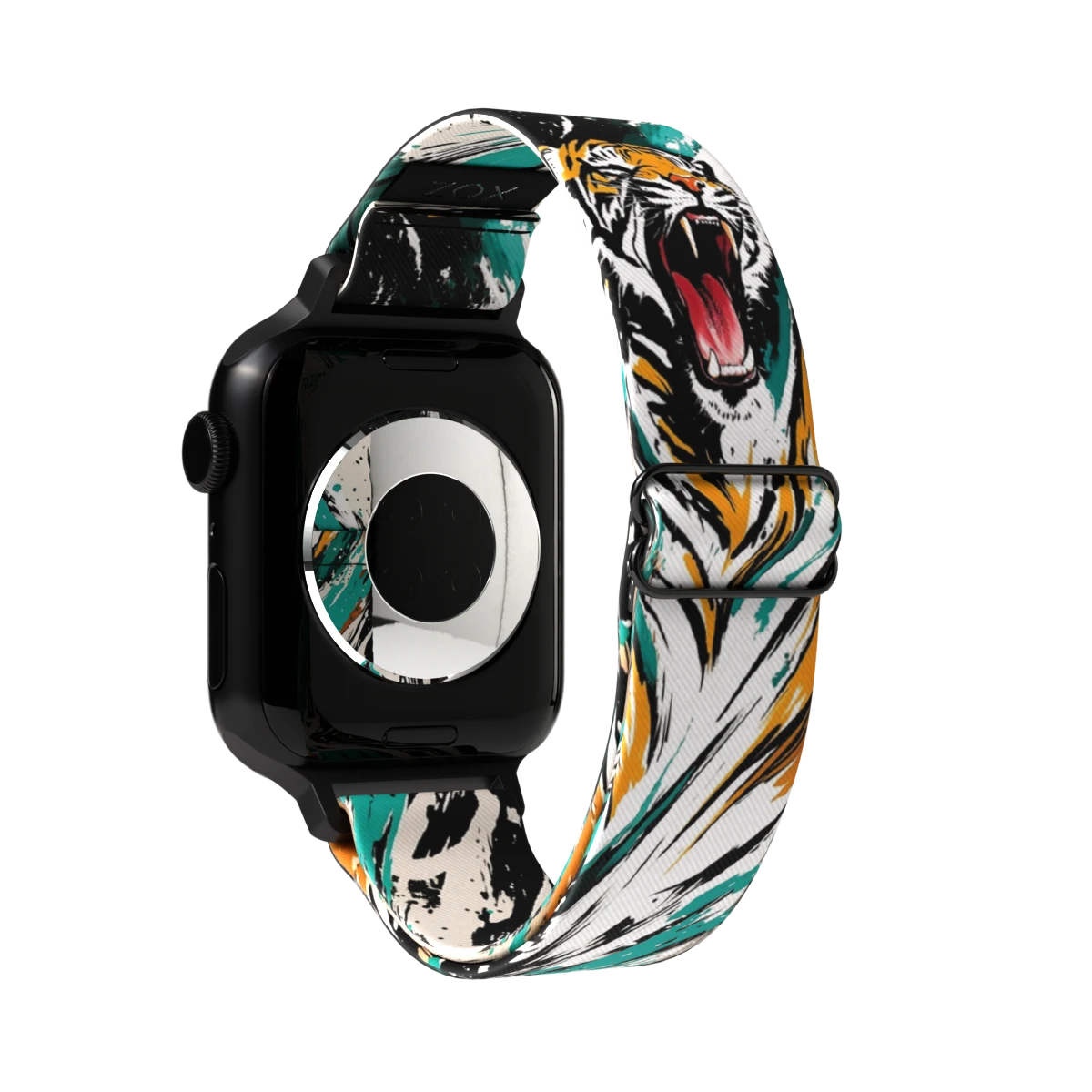 Front. ZOX - Let It Out Tiger NFC Smartwatch Band, 22mm - Teal.