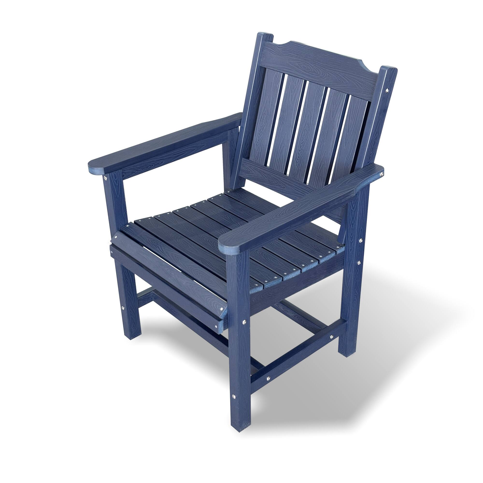 Angle. Fortune Candy - Poly Lumber Patio Dining Chair Set of Two, HIPS Outdoor Ladder Back Chair, Weather Resistant (Navy Blue, 2 Piece) - Navy Blue.