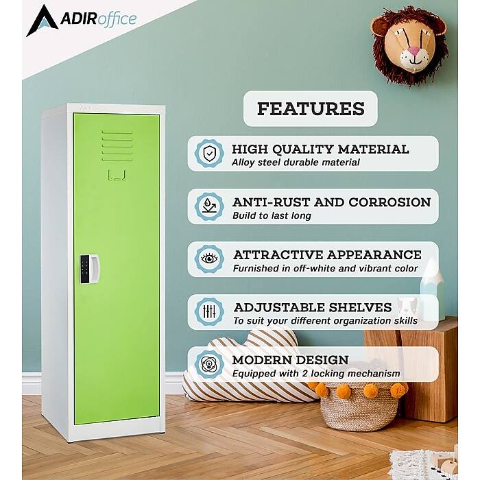 ADIRoffice FEATURES
HIGH QUALITY MATERIAL Alloy steel durable material
ANTI-RUST AND CORROSION Build to last long
ATTRACTIVE APPEARANCE Furnished in off-white and vibrant color
ADJUSTABLE SHELVES To suit your different organization skills
MODERN DESIGN Equipped with 2 locking mechanism