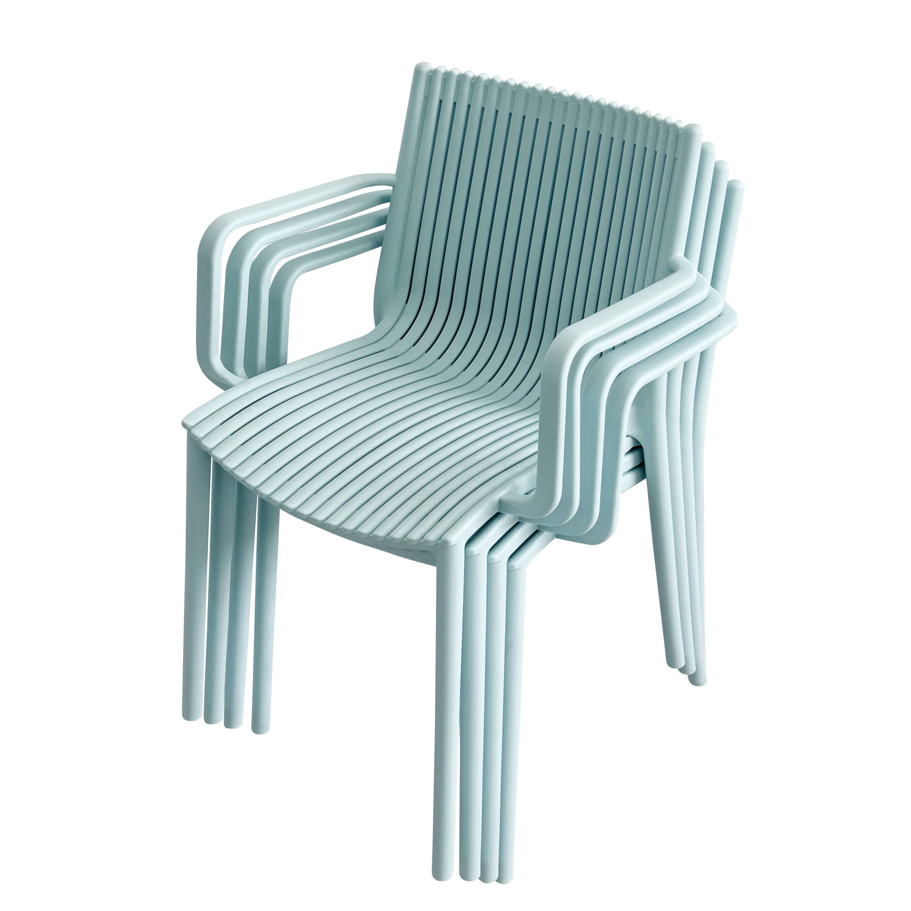 Alt View 6. Mondawe - 4pcs Modern Stackable PP Plastic Armchair - Light Blue.