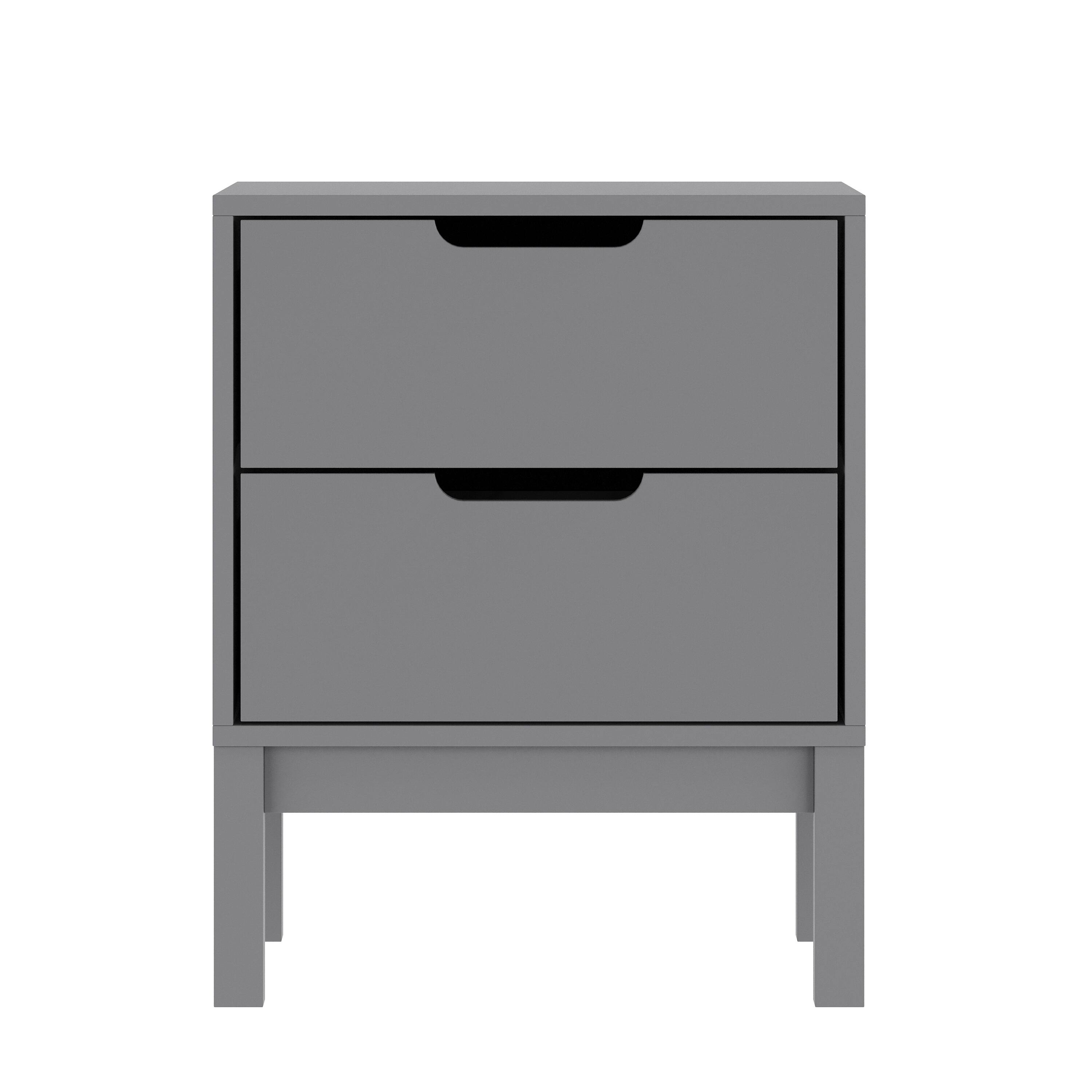 Alt View 7. Emma + Oliver - Samuel Kids Double-Drawer Night Stand with Solid Wood Frame, Side Table for Kids Bedroom - Gray.