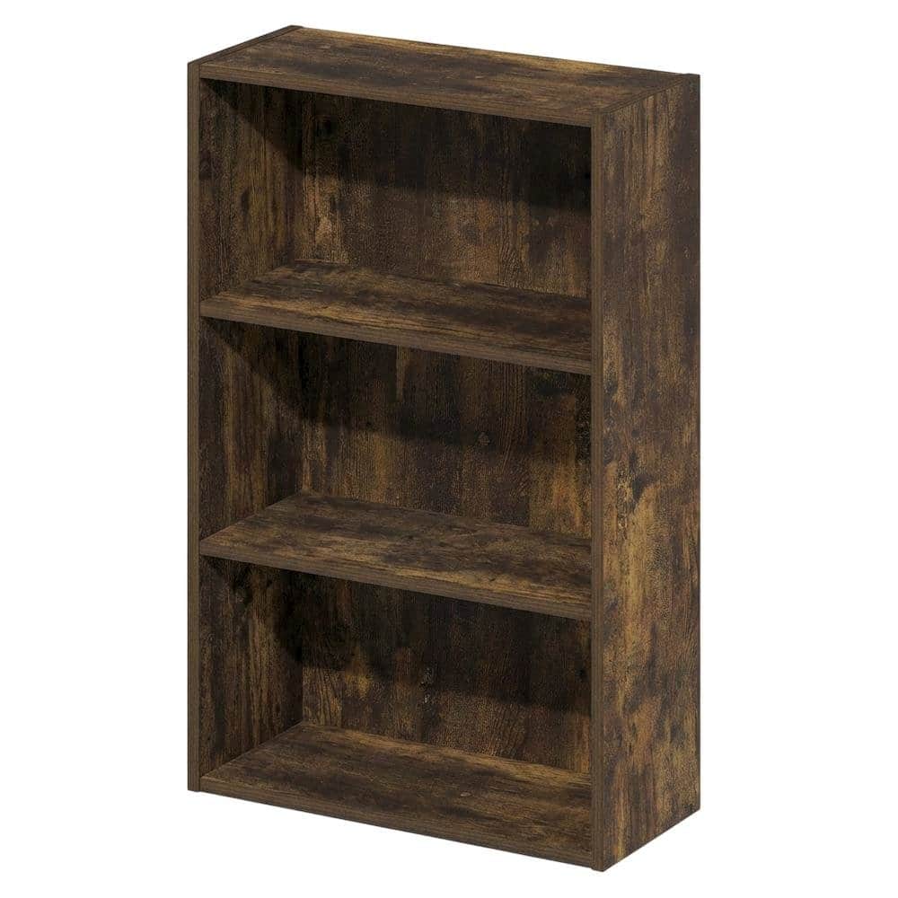 FurniFact - Wooden bookcase with open shelving for living room or office storage - Amber Pine