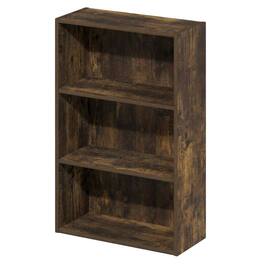 FurniFact - Wooden bookcase with open shelving for living room or office storage - Amber Pine