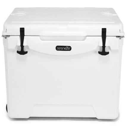Front. SereneLife - SereneLife 50 Qt Portable Cooler Box – Heavy Duty White Ice Chest Holds 63 Cans, Keeps Ice Cold Up to 5 Days - White.
