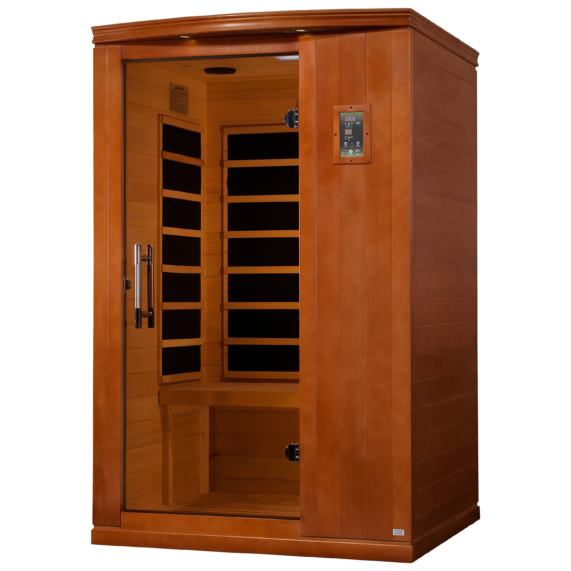 Dynamic Saunas - Venice 2-Person Low EMF FAR Infrared Sauna, Canadian Hemlock Wood - Honey Stain Finish