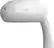 The image shows a close-up of a white, sleek, and modern-looking device with a curved design. On the front, there is a circular button, a power button, a small LED indicator, a rectangular button, and a small speaker grille.