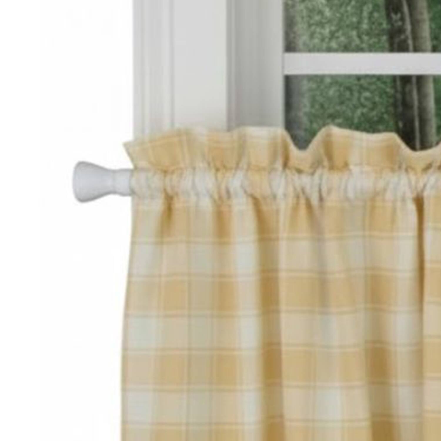 Alt View 1. Ellis Curtain - ELLIS 50% Polyester 50% Cotton Country Check Tailored With 1.5" Rod Pocket Tiers 56" x 24" Butter - Butter.