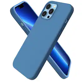 Ornarto - Compatible with iPhone 13 Pro Max Case 6.7", Slim Liquid Silicone 3 Layers Full Covered Cover - Blue