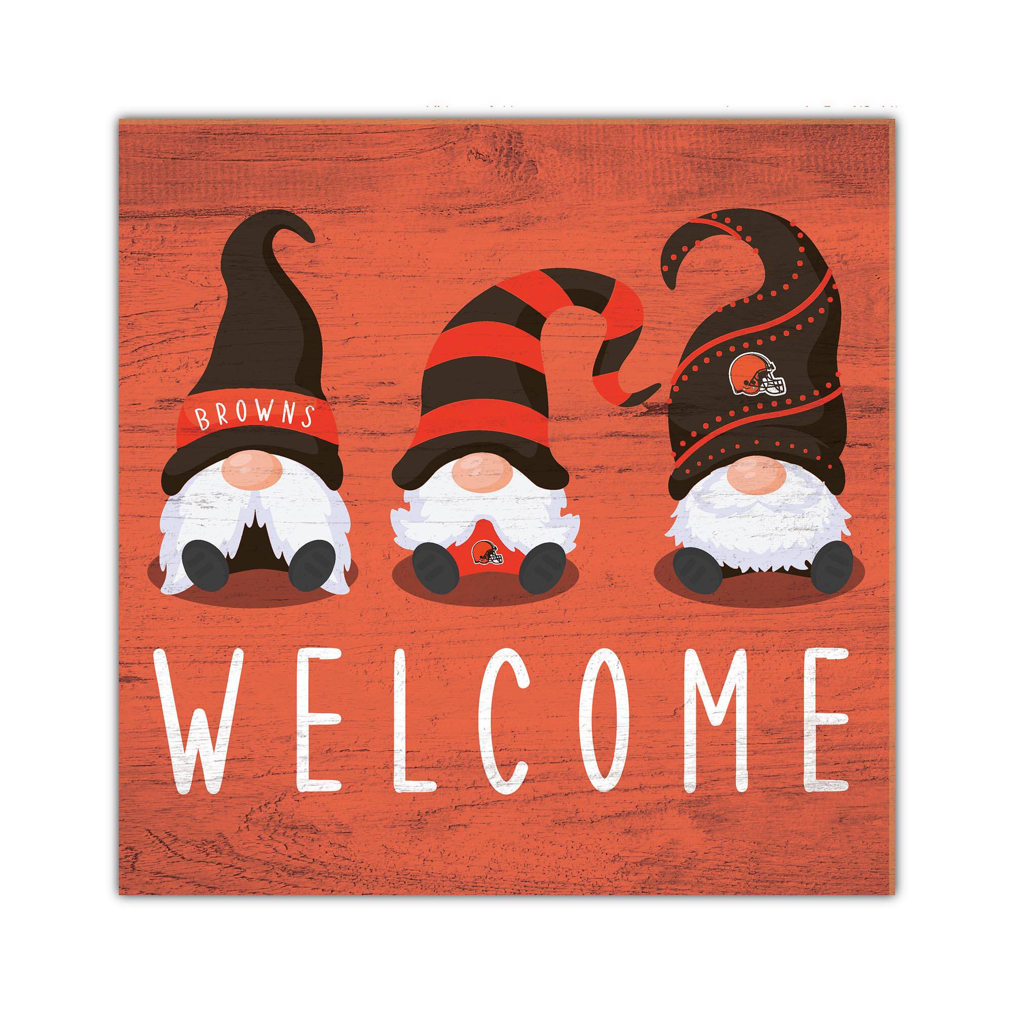Cleveland Browns 10'' x 10'' Welcome Gnomes Sign