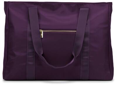 Badgley Mischka Nylon Travel Tote Weekender Bag - Purple Badgley Mischka Nylon Travel Tote Weekender Bag - Purple