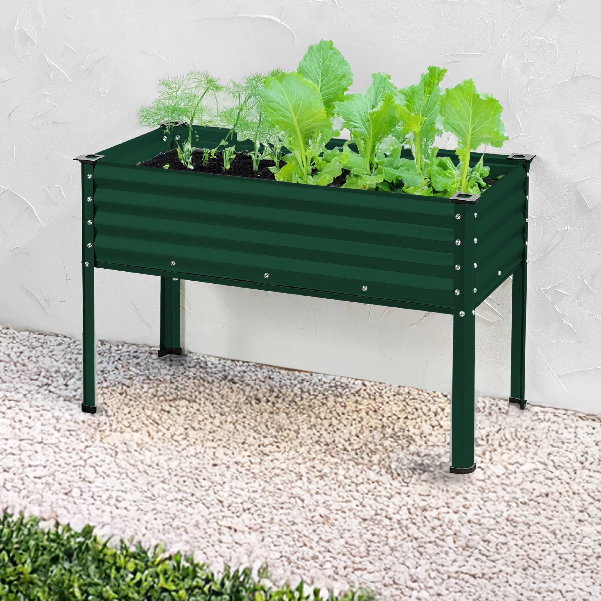 Alt View 7. Best Choice Products - Best Choice Products 48x24x30in Elevated Galvanized Metal Garden Bed w/ Corner Protectors - Dark Green - Dark Green.