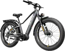 Heybike - ALPHA Mid Drive Fat Tire Commuter Step Over Ebike with 60m Max Range 28mph Max Speed Torque Sensor UL Certified - Black