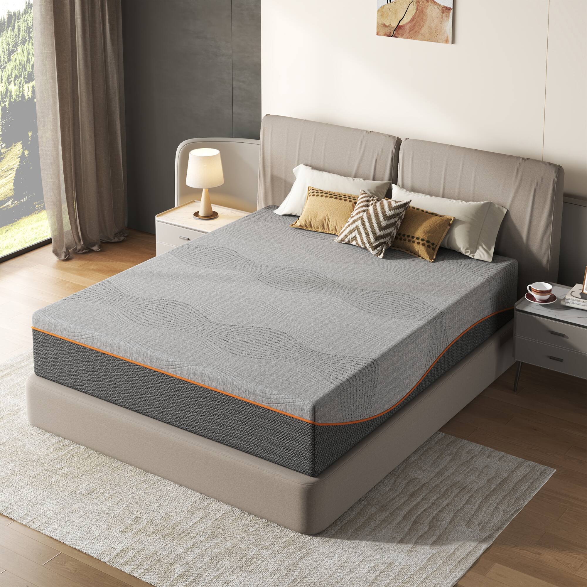 Alt View 9. Ecooso - Queen 14" Gel Memory Foam Mattress in a Box, Medium Firm, Cooling, Pressure Relief, Fiberglass-Free, CertiPUR-US - Grey.