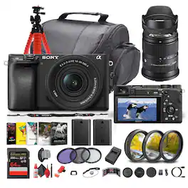 Sony - a6400 Mirrorless Camera with 16-50mm f/3.5-5.6 II Lens (Black) - Bundle