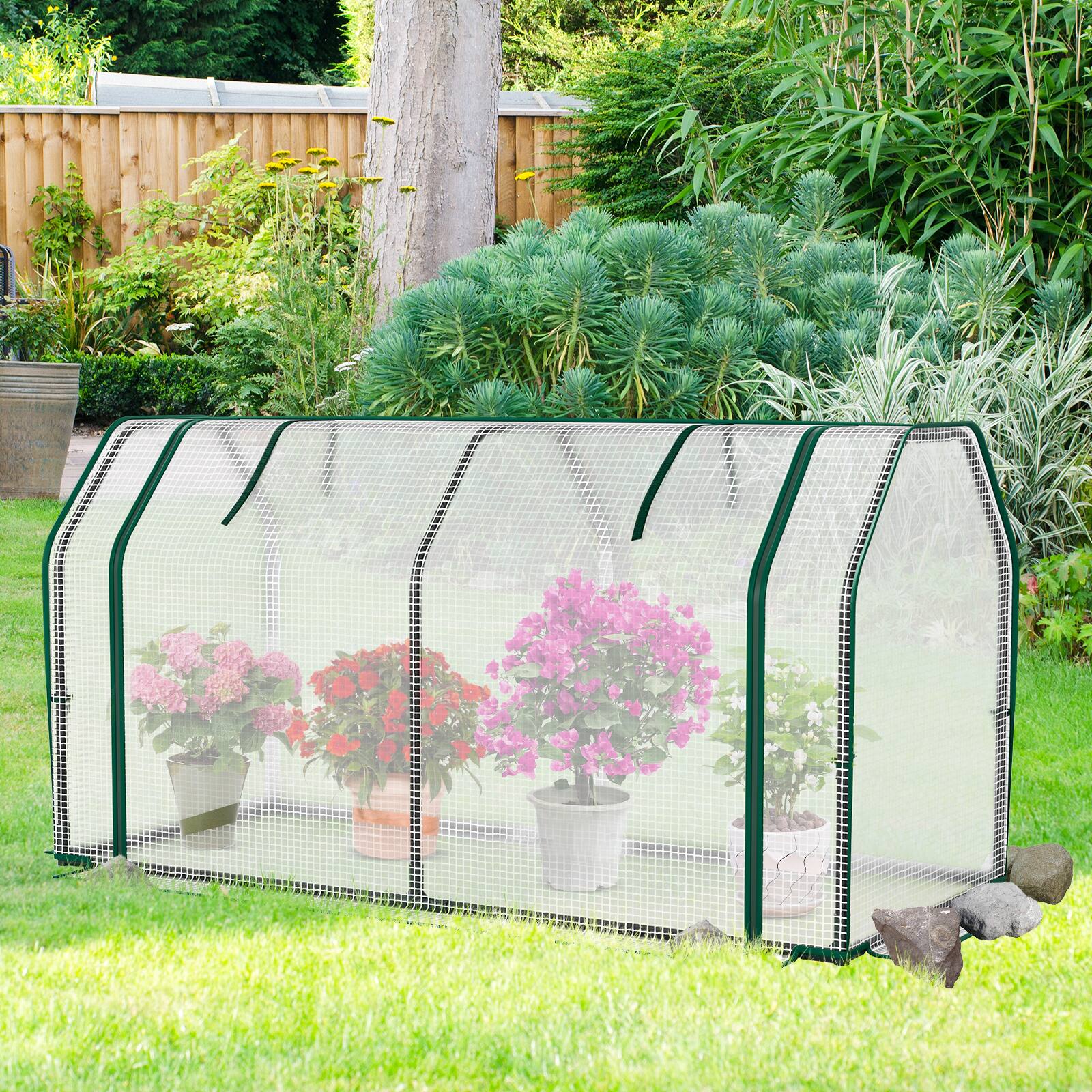 Alt View 3. Costway - Costway 47" x 22" x 24" Portable Mini Greenhouse with 2 Zipper Doors & Ground Stakes - Green.