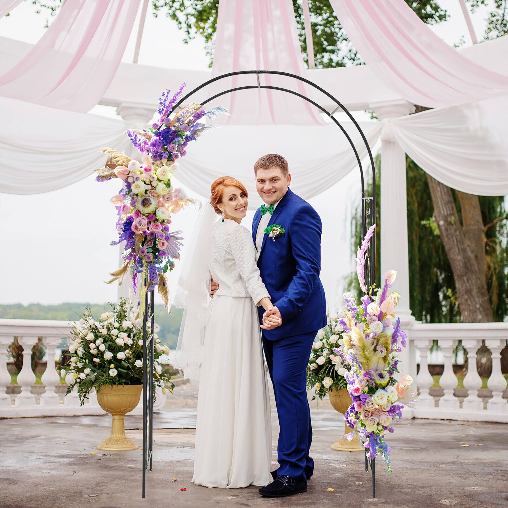 Alt View 3. Gymax - Gymax Garden Arch Arbor Trellis 7.2 ft Metal Archway Patio Pergola for Climbing Plants - Black.