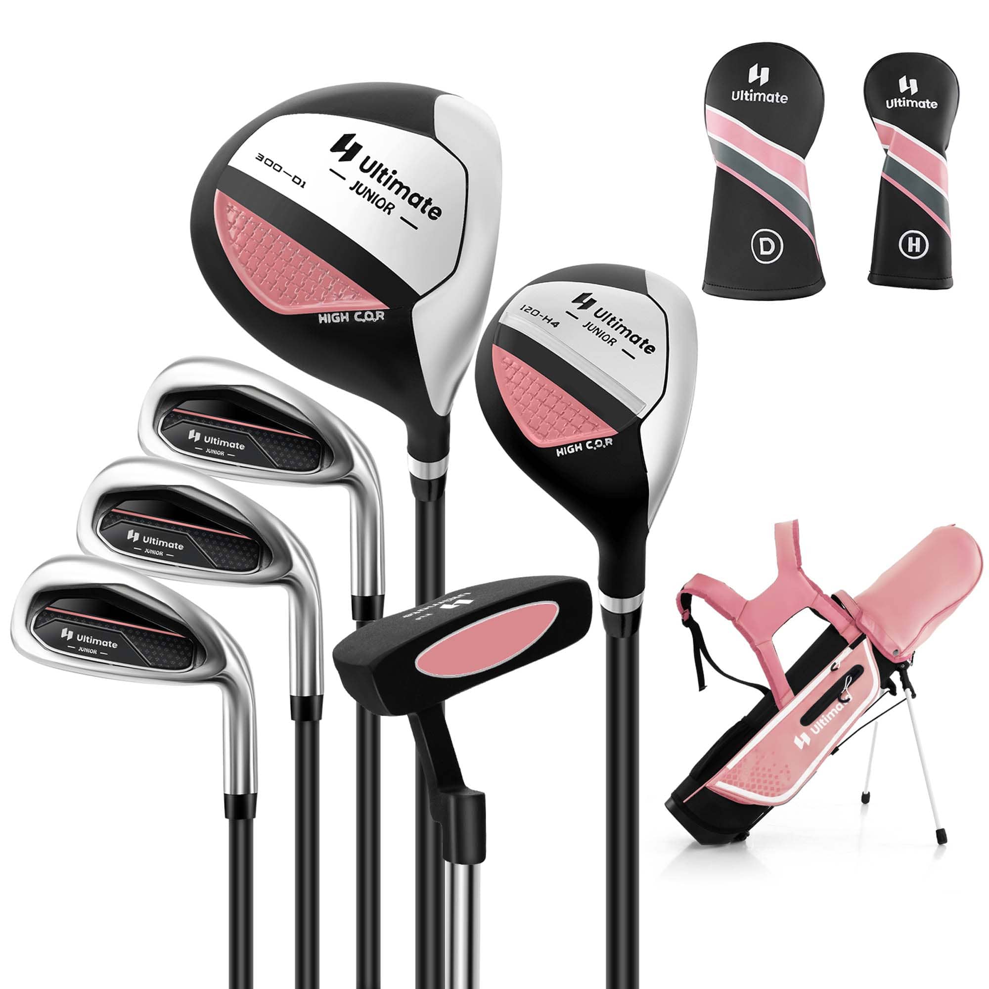 Costway - Junior Complete Golf Club Set for Kids Age 11-13 Years Old Golf Practice Set - Pink
