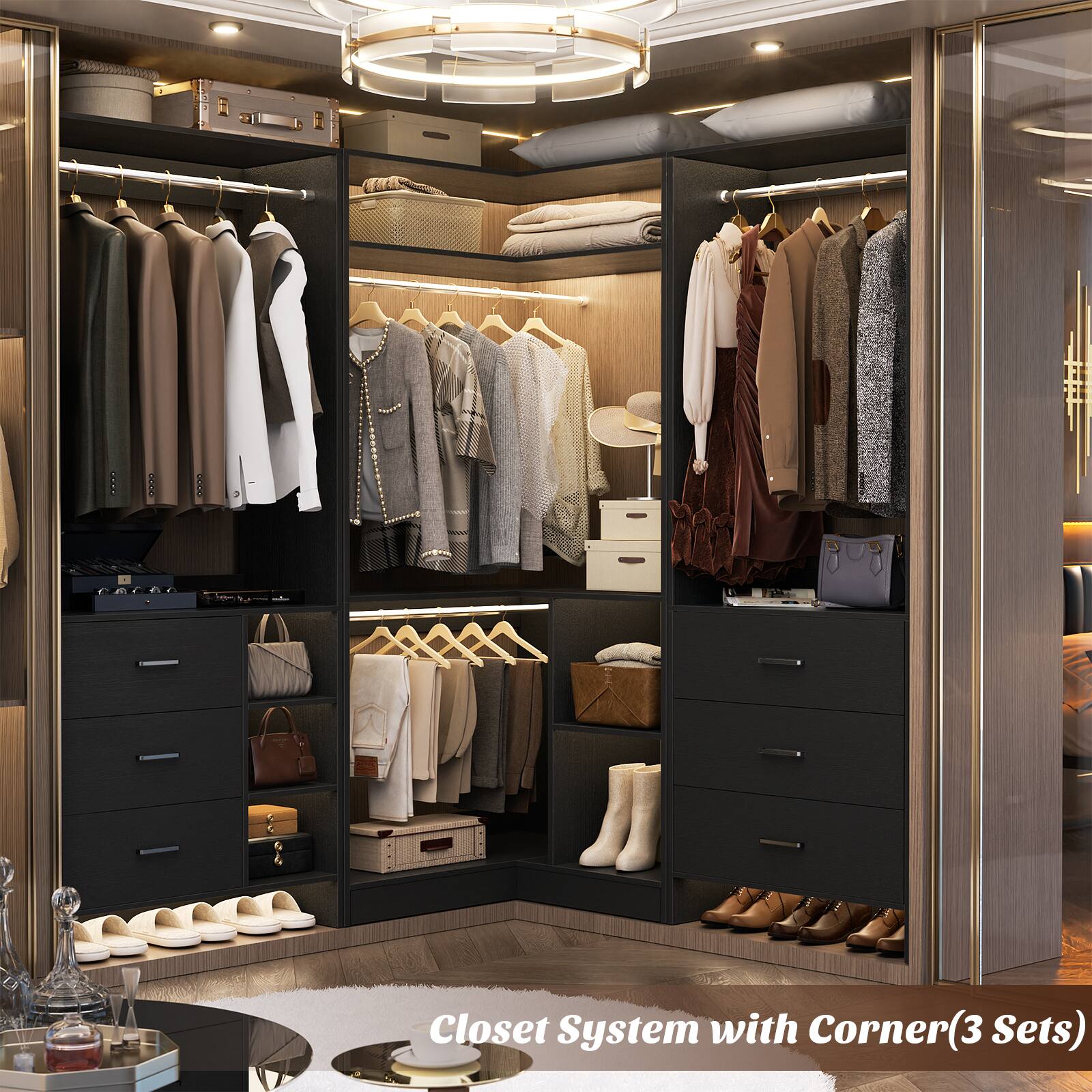 Closet System with Corner (3 Sets)